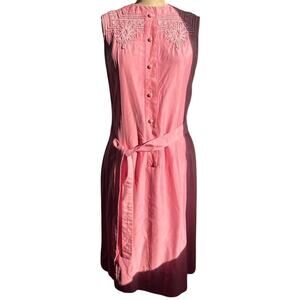 Vintage 1960s malcolm starr Dress Pink Silk Rayon Soutache Embroidery Size 10